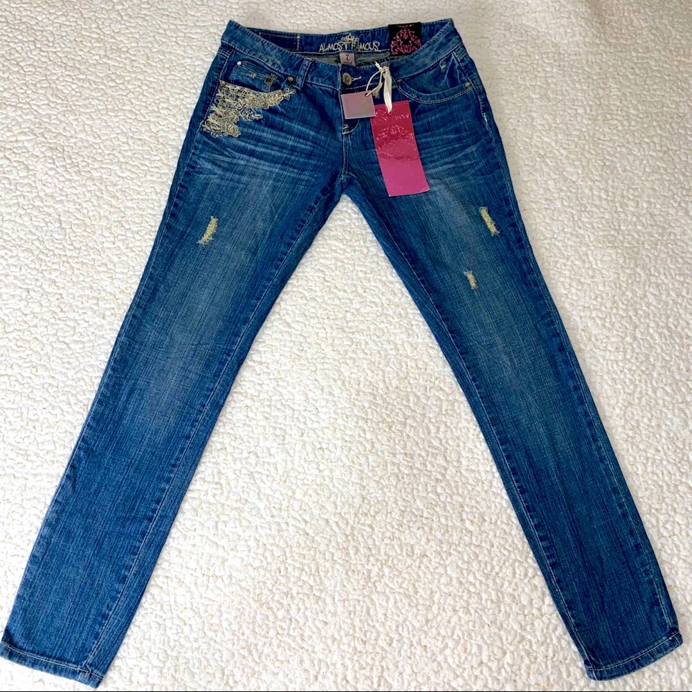 Almost Famous Lace Skinny Jeans